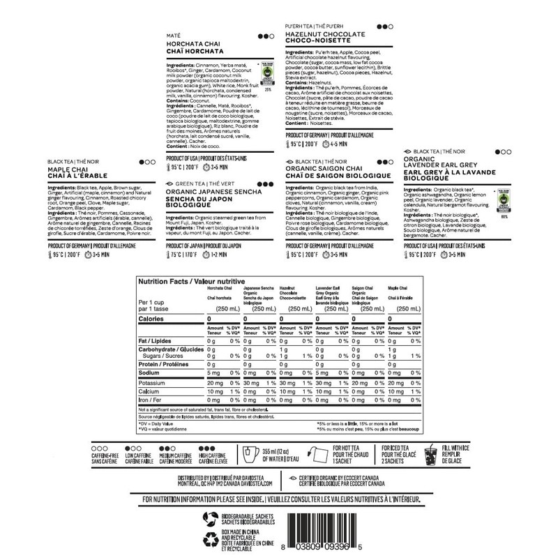 DAVIDsTEA Travel with Tea Sachet Tea Wheel, Full Leaf, Gift