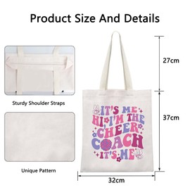 POFULL Cheer Coach Gifts It’s Me Hi I’m The Cheer Coach Tote Bag Cheerleader Instructor Gift (I’m The Cheer Coach Tote Bag)