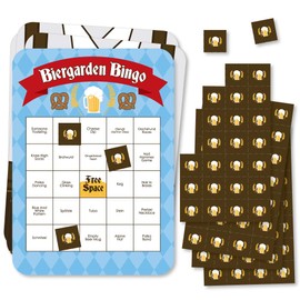 Big Dot of Happiness Oktoberfest - Bar Bingo Cards and Markers - German Beer Festival Shaped Bingo Game - Set of 18