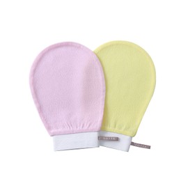 LOTTA Exfoliator glove Body scrubs 2Pcs 150D Exfoliating mitt for shower Skin exfoliator glove for Cleanse dead or Dry skin Back tanning applicator Suitable for Men and Women Pink or Yellow