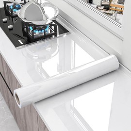 RXYCS Kitchen Transparent Peel and Stick Contact Paper Easy Clean Waterproof Oil-Proof Kitchen Backsplash Tiles Cabinets Furniture Protection Clear Contact Paper(15.7X394 Inches)