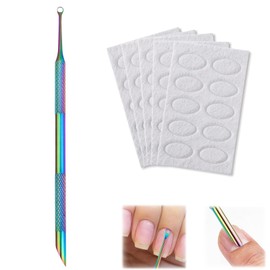 Cuticle Pusher Set, 6 Pcs Nail Tools (1 Dual Ended Stainless Pusher + 5 Nail Sand Polishing Tablets) Manicure Pedicure Kit for Nail Care and Nail Art