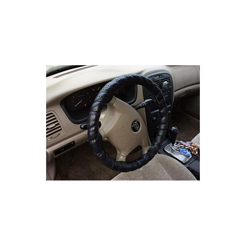 ProElite Black Lace-On Steering Wheel Cover Universal 15 inch