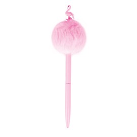 Biiange Fluffy Pens, Pom Pom Pens, Plastic Ballpoint Pen, With Black Ink, Gift for Christmas Stationery Carnival Birthday (1Pack, Pink)