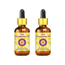 Deve Herbes Pure Ashwagandha Oil (Withania Somnifera) with Two Glass Droppers For Skin and Hair (Pack of Two) 5ml X 2