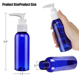 5 Pack Travel Bottles Pump Bottles Dispenser 3.4oz/100ml Plastic Lotion Pump Bottle Clear Travel Toiletry Bottles with Extra 1 Pump Leak Proof for Makeup Cosmetic Containers (Blue)