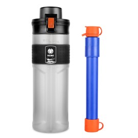 HOTUT Outdoor Water Filter Bottle, 0.01μm Ultra-Filtration Reusable BPA Free Hiking Camping Water Filter Purifier Bottle, for Travel and Everyday Use Removes Bacteria, Parasites and Microplastics