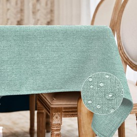 BALCONY & FALCON Rectangle Tablecloth Washable Wrinkle Resistant and Water Proof Table Cloth Decorative Linen Fabric Tablecloths for Dining Parties Kitchen Wedding Outdoor Use (Celadon Green, 57x85)