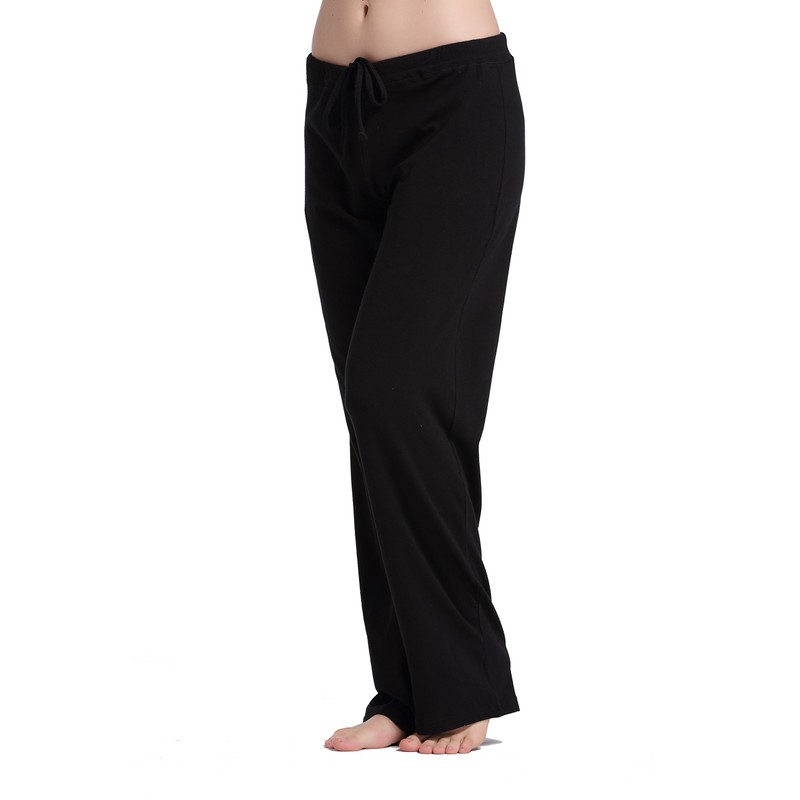 CYZ Women's Basic Stretch Cotton Knit Pajama Sleep Lounge Pants-Black-L