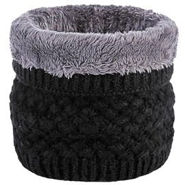 Neck Warmer Scarf for Women Men Warm Ski Neck Gaiter Fleece Knitted Circle Loop Scarf (Solid Black)