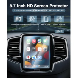 Sunsdrew 2PCS Volvo Screen Protector for Volvo XC40 XC60 2018-2024/S60 S90 V60 19-24/XC90 16-24/V90 17-24,8.7 inch Anti-Glare Tempered Glass TouchScreen Protector for Volvo Accessories Matte
