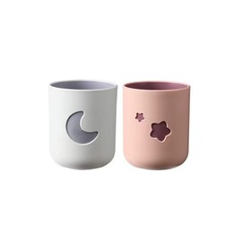 Rabyleo Two-Color Lucky Pair Cup Bathroom Toothbrush Cup Household Cartoon Star Moon Water Cup (Pink & White)