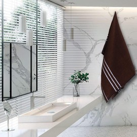 TIQH Organic Cotton 400 GSM Thick and Plush Hand, Gym & Workout Hand Towel - Brown (Set of 2)