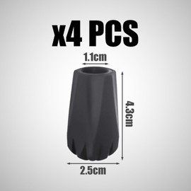 Pack of 4 Prismatic Foot Covers, Trekking Pole Accessories, Non-Slip Pole Tip Protector, Rubber Buffer for Nordic Walking Poles, Walking Rubber Buffer, Replacement Bumper (Black)