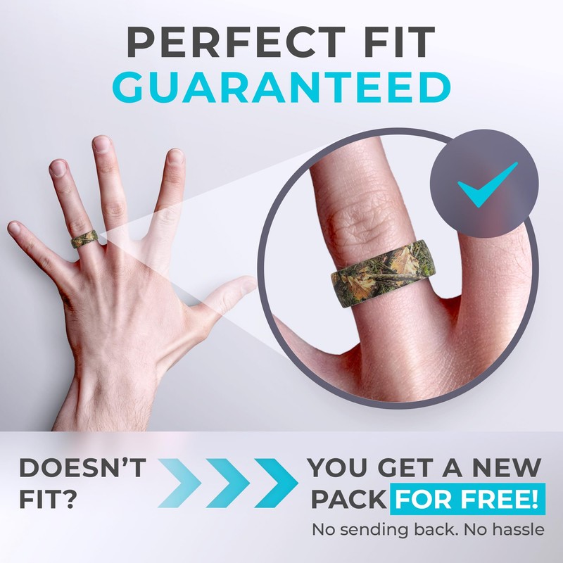 ThunderFit Silicone Rings, Wedding Bands for Men, Printed Design, Breathable