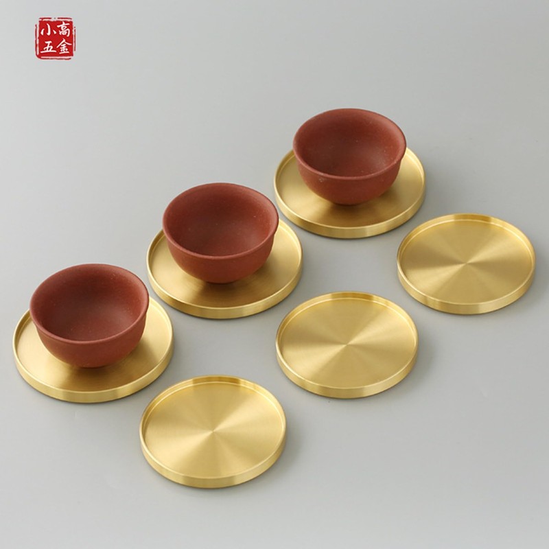 NOELAMOUR Coaster Brass Metal Gold 3D Round Stylish Vintage Diameter