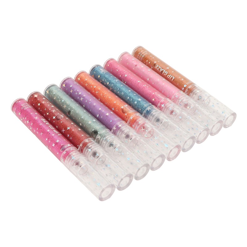 9pcs 0.1oz Women Girls Glitter Lip Gloss Set Moisturizing Lustrous