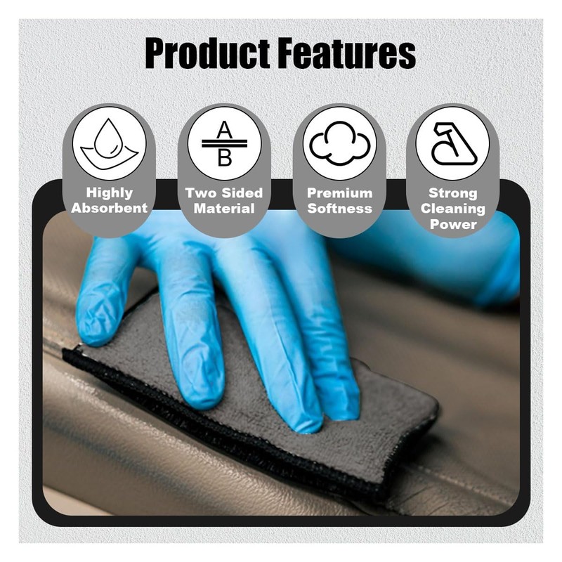 5"×3" Car Interior Scrubbing Sponges, Microfiber Car Wash Sponges, Auto