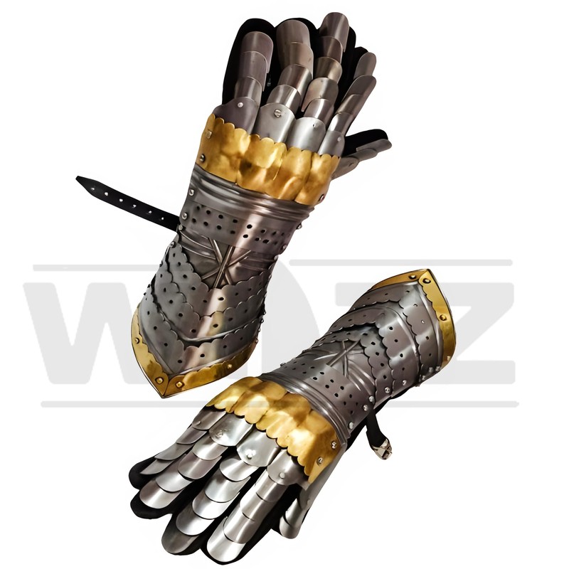 WAIZ Medieval Warrior Steel Gothic Knight Style Warrior Functional Gloves