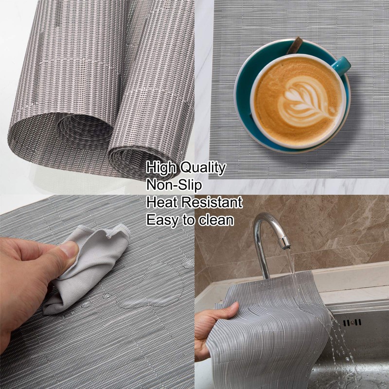 HPMAISON 9 Pcs Grey Placemats Set - 4 Placemats, 4