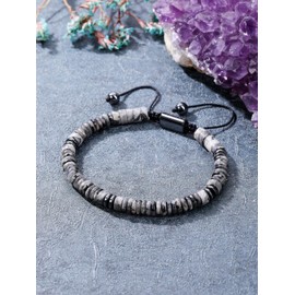 JOVIVI Mens Crystal Bead Bracelet Labradorite Stone Anxiety Protection Healing Bracelets Adjustable Spiritual Gifts for Women Men Him Boyfriend Husband Birthday Christmas Father's Day