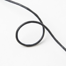 Realm Waxed Cord Cotton - Bracelets, Necklaces, Jewellery Thread, Shamballa Macrame (2mm Black - 1m)