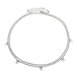VGRDTW Butterfly Chain Belt for Women Dresses Jeans - Double-Loop Design Stylish Bling Rhinestone Belt for Bridal Wedding Dress, Beach Wear Ideal for Ladies Fashion, Silver