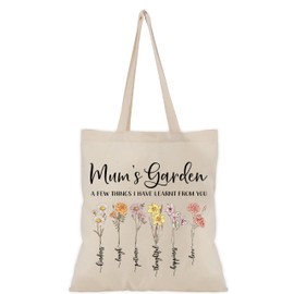 Mother's Day Tote Bag Gift for Mother Mum Grandma Nanna - Mum Floral Garden Canvas Gift Bags - Mothers Bag from Daughter Son