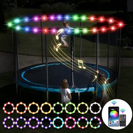 SUVEUS Trampoline Lights, Waterproof LED Lights for 16Ft 15Ft 14Ft 12Ft 10Ft Trampoline, 16 Colors Change with Remote and App Control, Sync up to Music, Super Bright for Kids to Play at Night