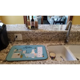 Caroline's Treasures CK7483DDM Soft Coated Wheaten Terrier in Bathtub Dish Drying Mat Absorbent Dish Drying Mat Pad for Kitchen Counter Dish Drainer Mat for Countertop, 14 x 21", Multicolor