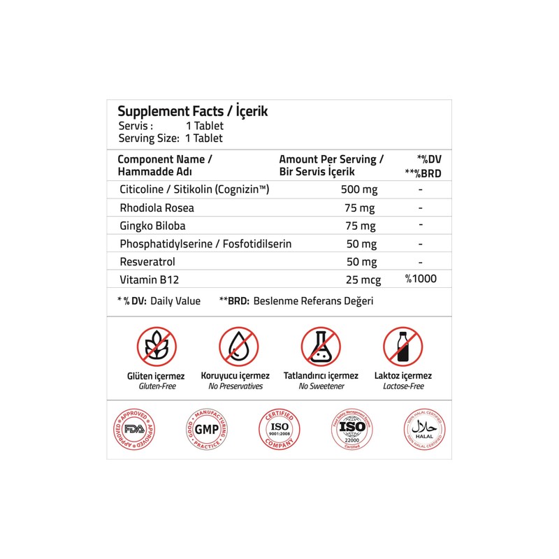 VALIDUS VALIDUS Cognizin Citicoline 500 mg 30 Tablets