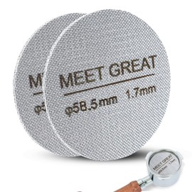 Meet Great- 2 Packs 58.5mm Espresso Puck Screen, 1.7mm Thickness 150μm 316L Stainless Steel, Upgraded Reusable Coffee Filter Screen for 58.5mm Breville Portafilter Filter Basket