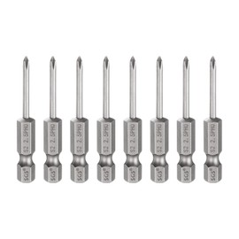 sourcing map 8pcs #00 Phillips Screwdriver Bit PH00 1/4" Hex Shank 2" (50mm) Long 0.1" Rod Magnetic Cross Head Drill Bits S2 Steel Industrial Screw Driver for Electric Power Tools, Gray