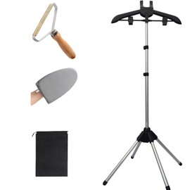 Steamer Stand for Clothes Steamer Rack Iron stand Garment Steamer Rack 360° Rotating Foldable Hanger Holder Stand with Ironing Gloves Clothing Fuzz Remover for Home Hotel RV Travel