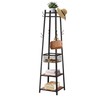 VECELO Coat Rack Freestanding,Hall Tree with Metal Basket and Storage
