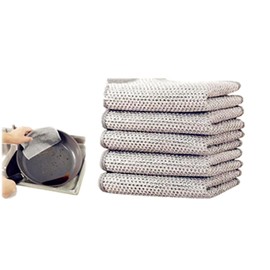 5 pcs Wire Dishwashing Rag for Wet and Dry, Non Scratch Wire Dishcloth, Double Stainless Steel Scrubber, Multipurpose Dishwashing Rags for Cookware, Sinks, Dishes, Stove Tops