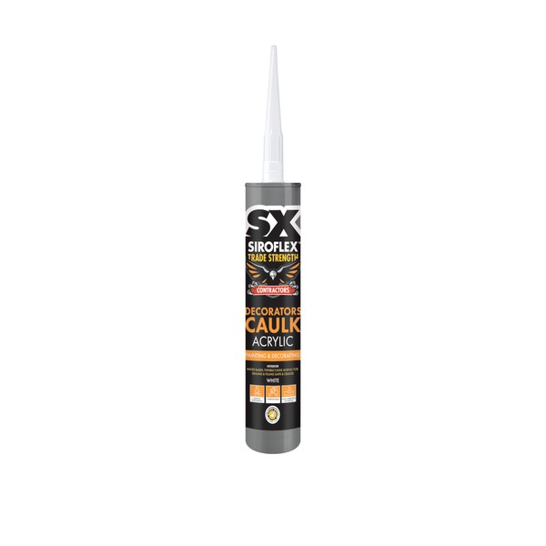 Siroflex SX Decorators Flexible Caulk A Water Based One Component Filler, Dries Quickly, Can Be Over Painted with Most Emulsion and Oil Based Paints. Colour - White, Size - 300ml