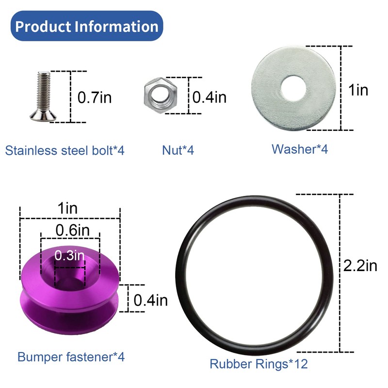 Mejiao Bumper Holder Purple 12PC Bumper Quick Release Bands Quick