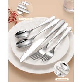EUIRIO 20-Piece Silverware Set, Stainless Steel Classic Cutlery Set for 4, Heavy Duty Mirror Flatware Set, Food-Grade Utensil Sets Includes Spoons Forks and Knives Dishwasher Safe