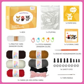 MOREJMTT Crochet Kit for Beginners, Crochet Animal Kits,Crocheting Kit for Starters with Step-by-Step Video Tutorials, Knitting kit (3Pack Forest Animals)
