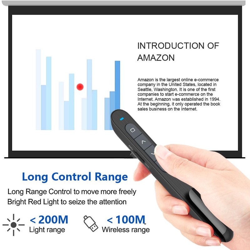 Presentation Clicker for PowerPoint Remote, Hyperlink Volume Wireless Presenter Remote