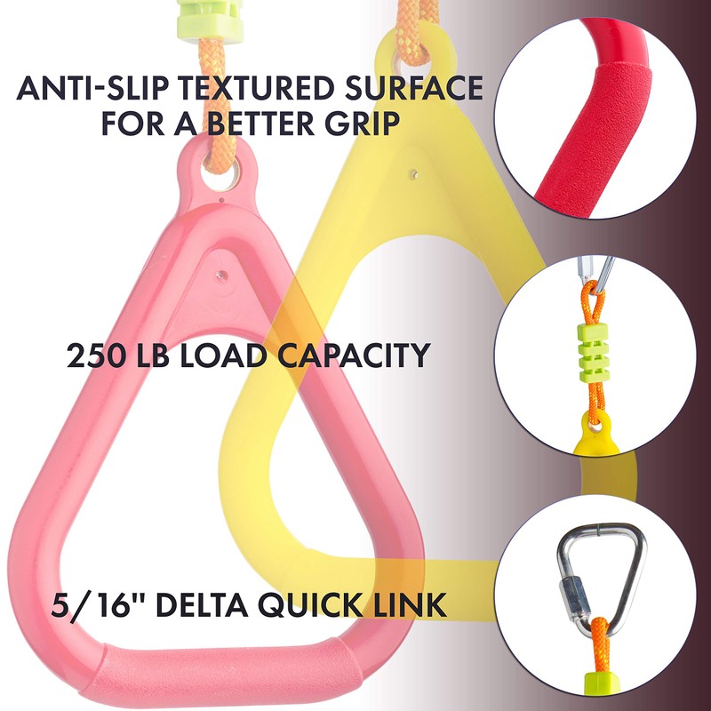 Cateam Ninja Slackline Accessories – Multicolor Triangle Gymnastic Rings Set