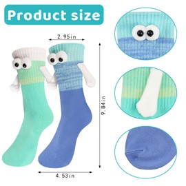 2 Pairs Holding Hands Socks Funny 3D Doll Couple Socks Hand Holding Friend Socks, Perfect Gifts for Boyfriend, Girlfriend,Family,Friends - Hand in Hand 3D Doll Socks for Couples,Unisex,Style B
