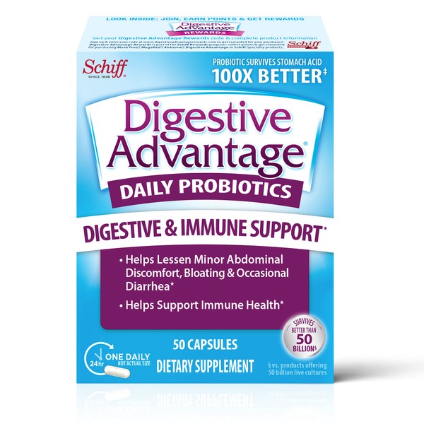 Digestive Advantage Probiotics For Digestive Health, Daily Probiotics For Women & Men, Support For Occasional Bloating, Minor Abdominal Discomfort & Gut Health, 50ct Capsules
