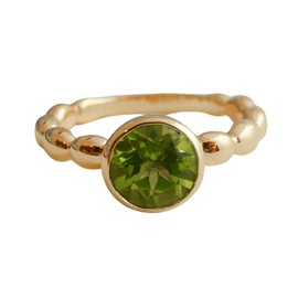 Peridot Edelstein Bubble Vergoldet Sterling Silber ring - Natürlicher Edelstein - Geburtstagsgeschenk - Weihnachtsgeschenk - Handgefertigte Geschenkideen für Frauen (US Size 9 / Diameter 19)