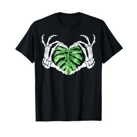 Skeleton Hands Heart Monstera Houseplant Botanical Gardening T-Shirt