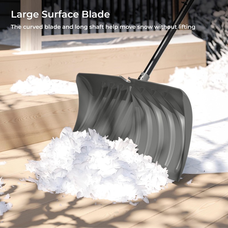 Suncast 27” Steel Core Snow Pusher with Curved Blade, D-Grip