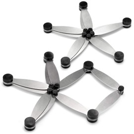 COM-FOUR® 2 x Pot Coasters – Pan Coasters Made of Stainless Steel – Adjustable Size for Pots, Pans, Casserole Dishes and Roasting Dishes (Pack of 2)