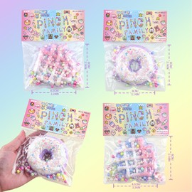 Anboor Donut Waffle Squishies Squeeze Toys, 3 Pcs Soft Food Squishies Stress Relief Novelty Sensory Fidget Toys for Kids and Adults