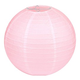 LIHAO Lampshade Lampshade Round Light Pink Paper Lantern Classic Bamboo Style Ribbed Lampshade Decoration for Party Garden Wedding Decoration (25 cm, 10 Inches)